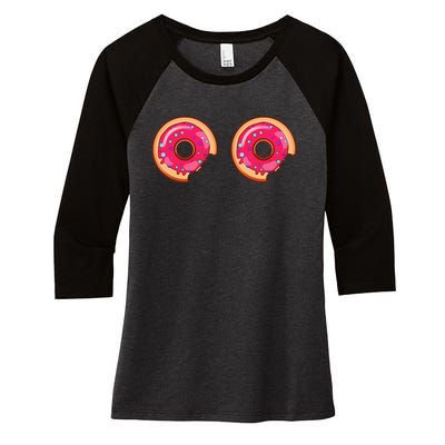 Donuts On Boobs Halloween Funny Boob Costume Women's Tri-Blend 3/4-Sleeve Raglan Shirt