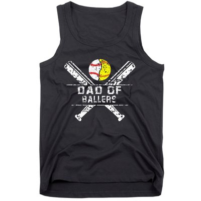 Dad Of Ballers Baseball Dad Softball Dad Fathers Day Tank Top