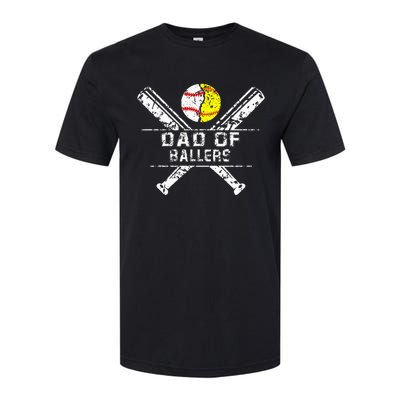 Dad Of Ballers Baseball Dad Softball Dad Fathers Day Softstyle CVC T-Shirt