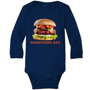 Day Of Big Hamburger Cheeseburger Mac Per Whop Funny Gift Baby Long Sleeve Bodysuit