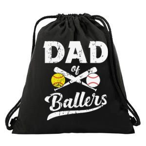 Dad of Ballers Dad of Baseball And Softball Player For Dad Drawstring Bag