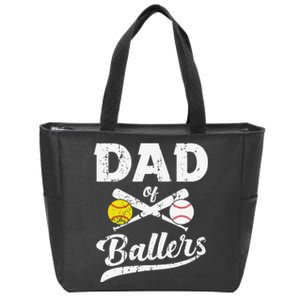 Dad of Ballers Dad of Baseball And Softball Player For Dad Zip Tote Bag