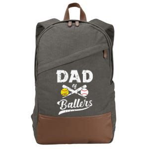 Dad of Ballers Dad of Baseball And Softball Player For Dad Cotton Canvas Backpack