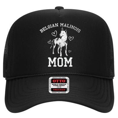 Dog Owner Belgian Malinois Mom Mothers Day Belgian Malinois High Crown Mesh Back Trucker Hat