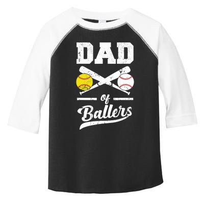 Dad of Ballers Dad of Baseball And Softball Player For Dad Toddler Fine Jersey T-Shirt