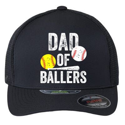 Dad of Ballers Funny Dad of Baseball and Softball Player Flexfit Unipanel Trucker Cap