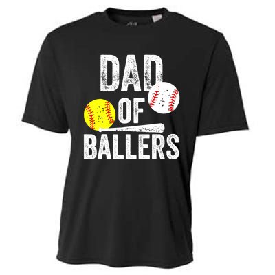 Dad of Ballers Funny Dad of Baseball and Softball Player Cooling Performance Crew T-Shirt