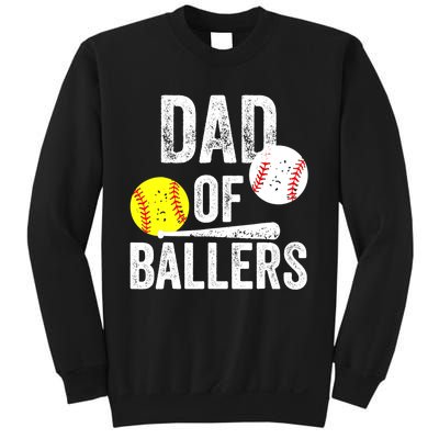 Dad of Ballers Funny Dad of Baseball and Softball Player Sweatshirt