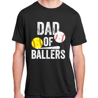 Dad of Ballers Funny Dad of Baseball and Softball Player Adult ChromaSoft Performance T-Shirt