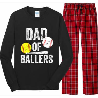 Dad of Ballers Funny Dad of Baseball and Softball Player Long Sleeve Pajama Set