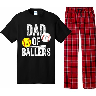 Dad of Ballers Funny Dad of Baseball and Softball Player Pajama Set