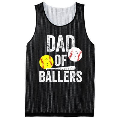 Dad of Ballers Funny Dad of Baseball and Softball Player Mesh Reversible Basketball Jersey Tank