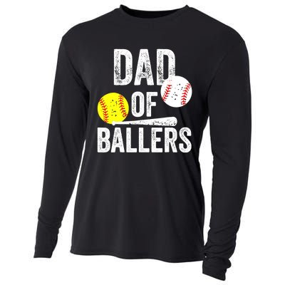 Dad of Ballers Funny Dad of Baseball and Softball Player Cooling Performance Long Sleeve Crew