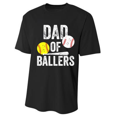 Dad of Ballers Funny Dad of Baseball and Softball Player Performance Sprint T-Shirt