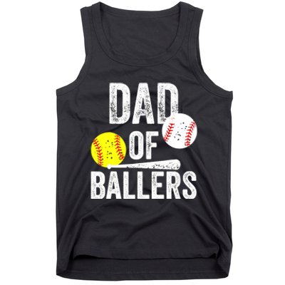 Dad of Ballers Funny Dad of Baseball and Softball Player Tank Top