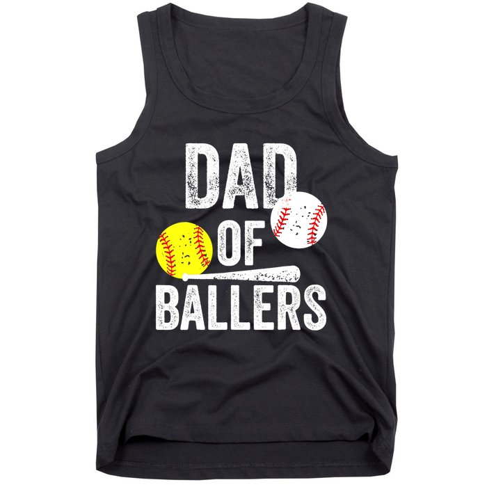 Dad of Ballers Funny Dad of Baseball and Softball Player Tank Top