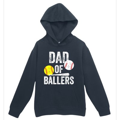 Dad of Ballers Funny Dad of Baseball and Softball Player Urban Pullover Hoodie