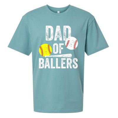 Dad of Ballers Funny Dad of Baseball and Softball Player Sueded Cloud Jersey T-Shirt