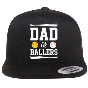 Dad Of Ballers Fathers Day Gift Softball Dad Baseball Dad Flat Bill Trucker Hat