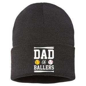 Dad Of Ballers Fathers Day Gift Softball Dad Baseball Dad Sustainable Knit Beanie