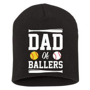 Dad Of Ballers Fathers Day Gift Softball Dad Baseball Dad Short Acrylic Beanie