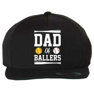 Dad Of Ballers Fathers Day Gift Softball Dad Baseball Dad Wool Snapback Cap