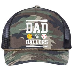 Dad Of Ballers Fathers Day Gift Softball Dad Baseball Dad Retro Rope Trucker Hat Cap