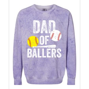 Dad Of Ballers Funny Dad Of Baseball And Softball Player Funny Gift Colorblast Crewneck Sweatshirt