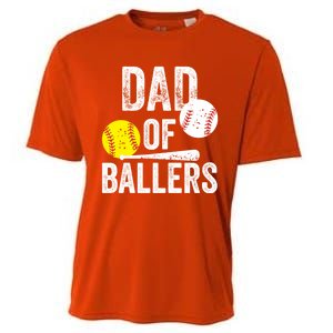 Dad Of Ballers Funny Dad Of Baseball And Softball Player Funny Gift Cooling Performance Crew T-Shirt