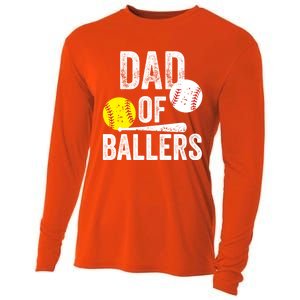 Dad Of Ballers Funny Dad Of Baseball And Softball Player Funny Gift Cooling Performance Long Sleeve Crew