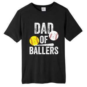 Dad Of Ballers Funny Dad Of Baseball And Softball Player Funny Gift Tall Fusion ChromaSoft Performance T-Shirt