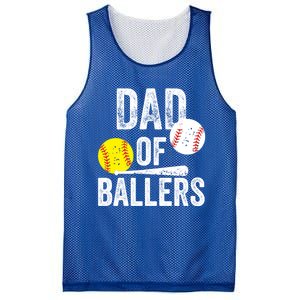 Dad Of Ballers Funny Dad Of Baseball And Softball Player Funny Gift Mesh Reversible Basketball Jersey Tank