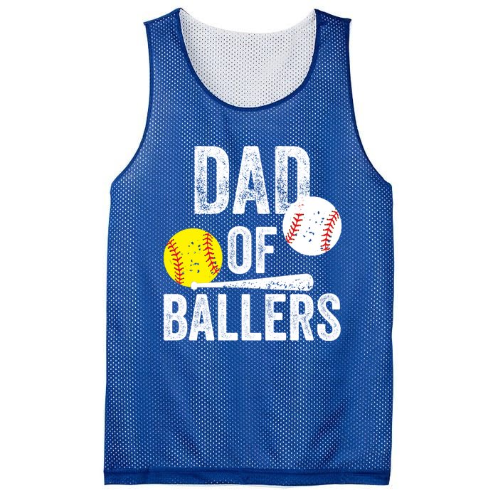 Dad Of Ballers Funny Dad Of Baseball And Softball Player Funny Gift Mesh Reversible Basketball Jersey Tank