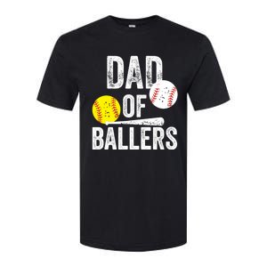 Dad Of Ballers Funny Dad Of Baseball And Softball Player Funny Gift Softstyle CVC T-Shirt