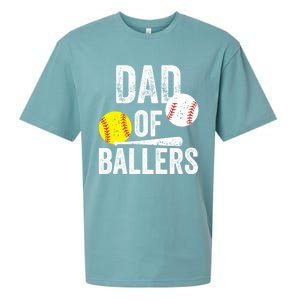 Dad Of Ballers Funny Dad Of Baseball And Softball Player Funny Gift Sueded Cloud Jersey T-Shirt