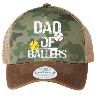 Dad of Ballers Dad of Baseball And Softball Player For Dad Legacy Tie Dye Trucker Hat