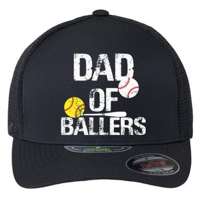 Dad of Ballers Dad of Baseball And Softball Player For Dad Flexfit Unipanel Trucker Cap