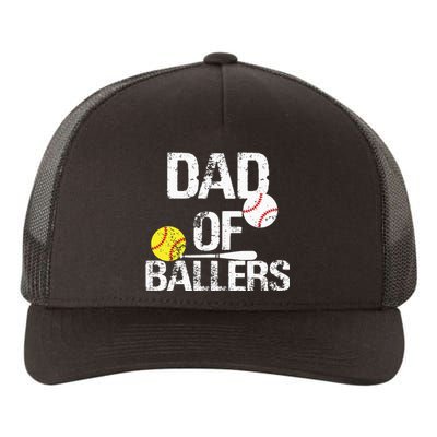 Dad of Ballers Dad of Baseball And Softball Player For Dad Yupoong Adult 5-Panel Trucker Hat