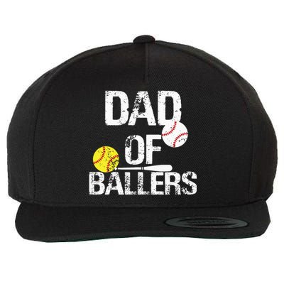 Dad of Ballers Dad of Baseball And Softball Player For Dad Wool Snapback Cap