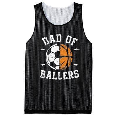 Dad Of Ballers Basketball Soccer Ball Fathers Day Mesh Reversible Basketball Jersey Tank