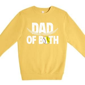 Dad Of Both Baseball Softball Dad Of Ballers Great Gift Premium Crewneck Sweatshirt