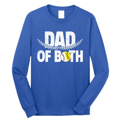 Dad Of Both Baseball Softball Dad Of Ballers Great Gift Long Sleeve Shirt