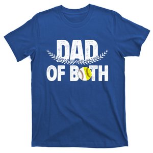 Dad Of Both Baseball Softball Dad Of Ballers Great Gift T-Shirt