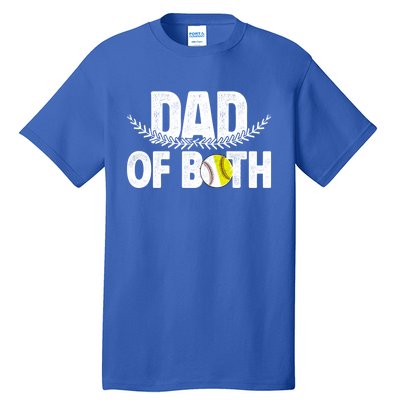 Dad Of Both Baseball Softball Dad Of Ballers Great Gift Tall T-Shirt