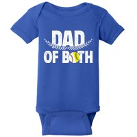 Dad Of Both Baseball Softball Dad Of Ballers Great Gift Baby Bodysuit