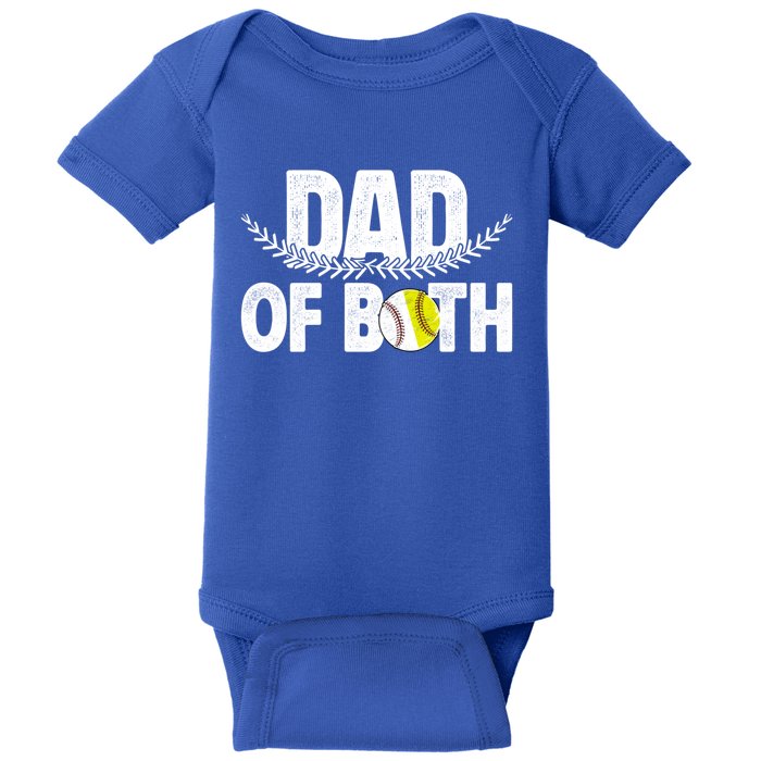 Dad Of Both Baseball Softball Dad Of Ballers Great Gift Baby Bodysuit