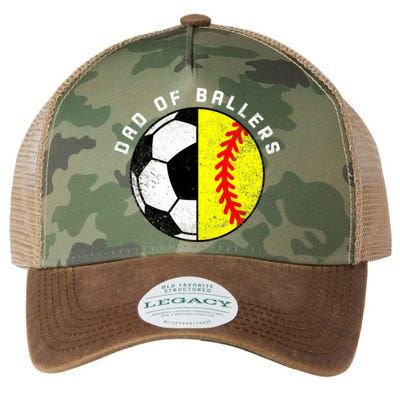 Dad Of Ballers Funny Soccer Softball Dad Gift Legacy Tie Dye Trucker Hat