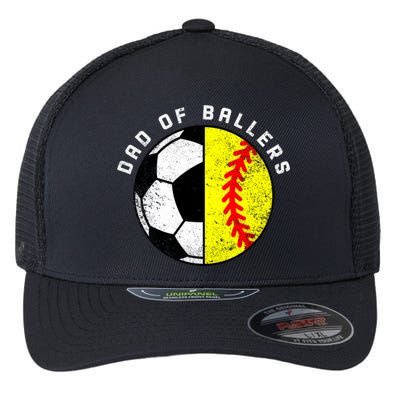 Dad Of Ballers Funny Soccer Softball Dad Gift Flexfit Unipanel Trucker Cap