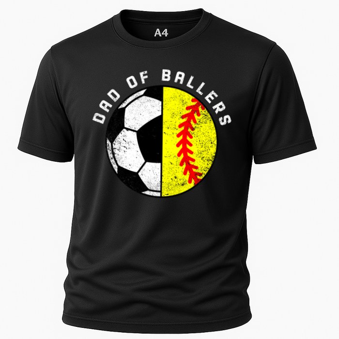 Dad Of Ballers Funny Soccer Softball Dad Gift Cooling Performance Crew T-Shirt