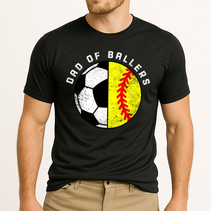Dad Of Ballers Funny Soccer Softball Dad Gift Cooling Performance Crew T-Shirt